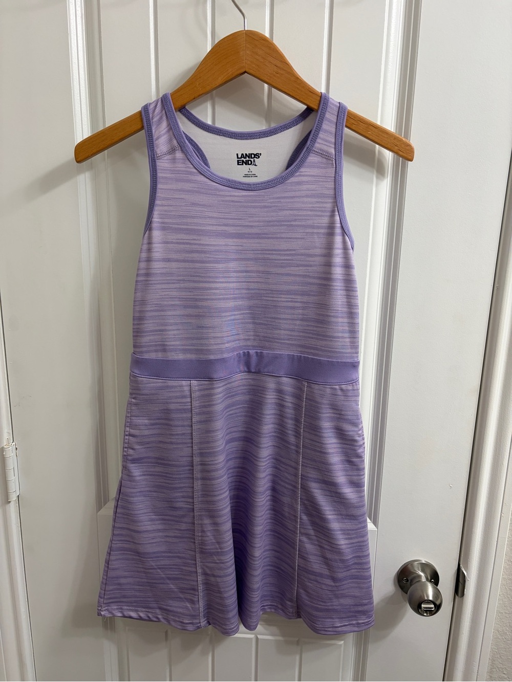 Lands' End Girls’ Lavender Space Dye Tank Dress with Pockets - Large